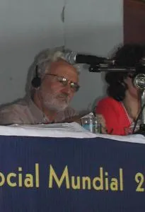 Photo by APC: Carlos Afonso at the 2003 World Social Forum. image linking to Carlos Afonso wins award for work bringing Brazilians online