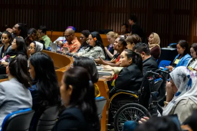 Photo: UN Women/Ploy Phutpheng used under CC BY-NC 2.0 license (https://flic.kr/p/2quVHgM). Taken at the CSO Forum in 2024, a preparatory event for the Beijing+30 review and CSW69. image linking to APC at the 69th session of the Commission on the Status of Women