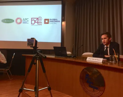 Image: Prof. David Kaye during the event. Source: Twitter image linking to When it comes to internet rights in Asia, where is the wind blowing?