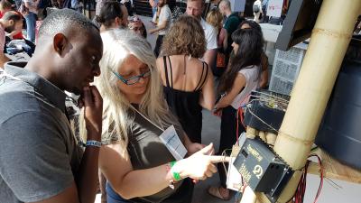 Elektra Wagenrad at re:publica. Image by Nils Brock. image linking to Meet OSPIT, a sustainable energy and irrigation solution for community networks